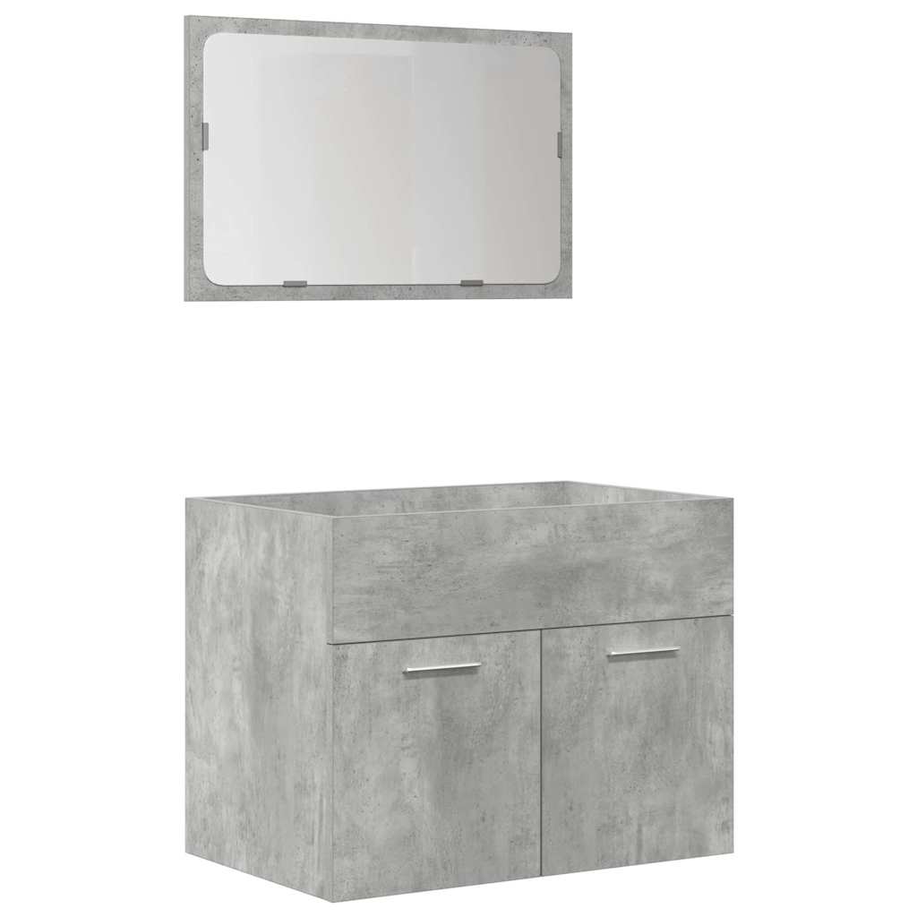 Set Mobili da Bagno 5 pz Grigio Cemento in Legno Multistrato