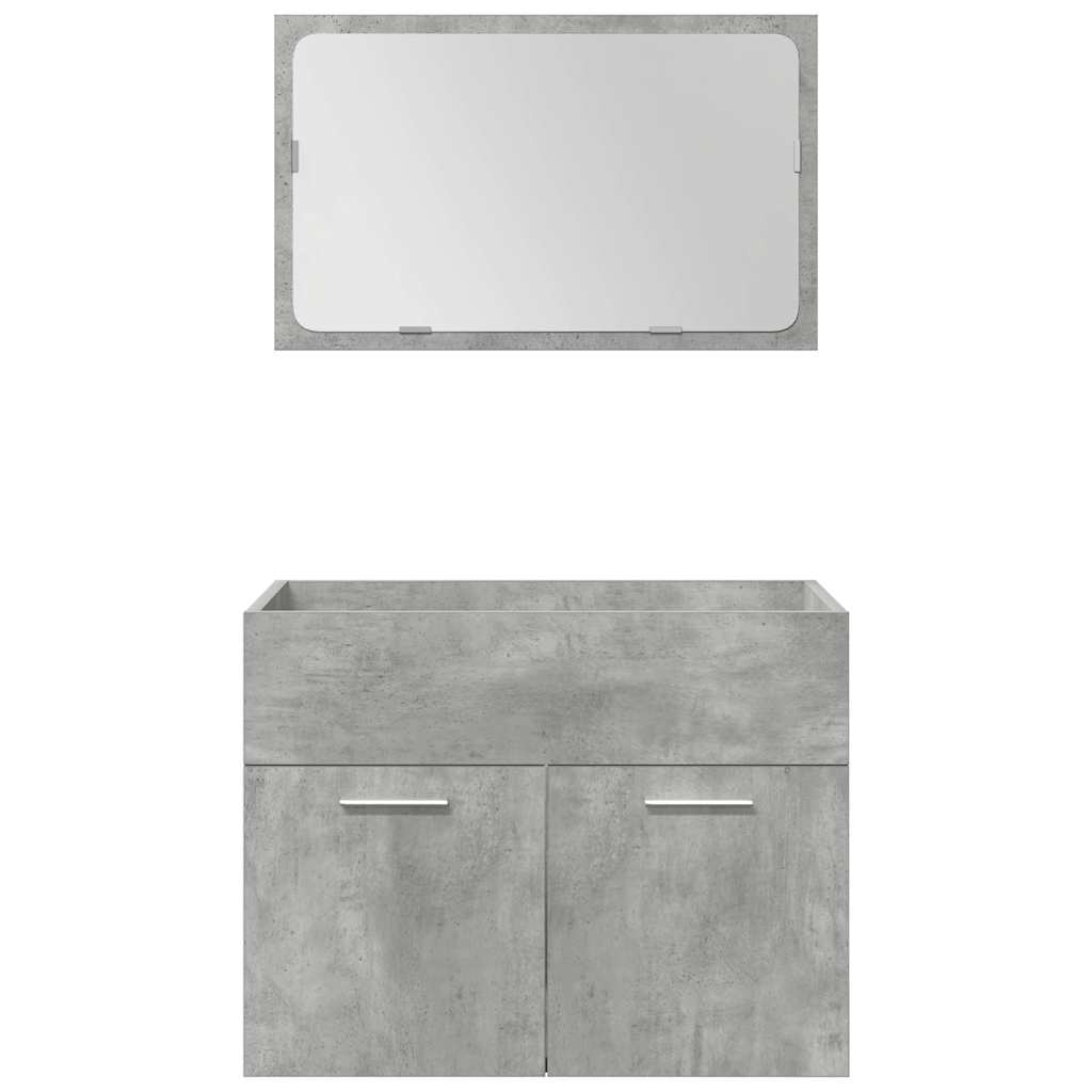 Set Mobili da Bagno 5 pz Grigio Cemento in Legno Multistrato