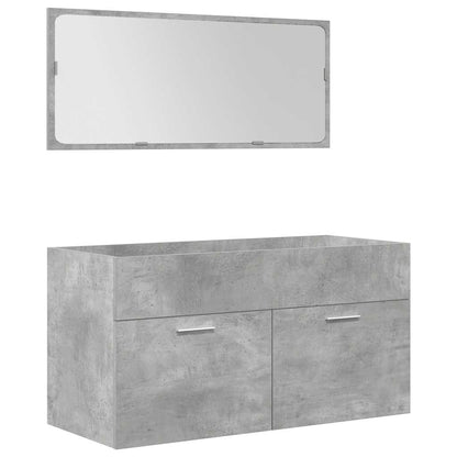 Set Mobili da Bagno 5 pz Grigio Cemento in Legno Multistrato