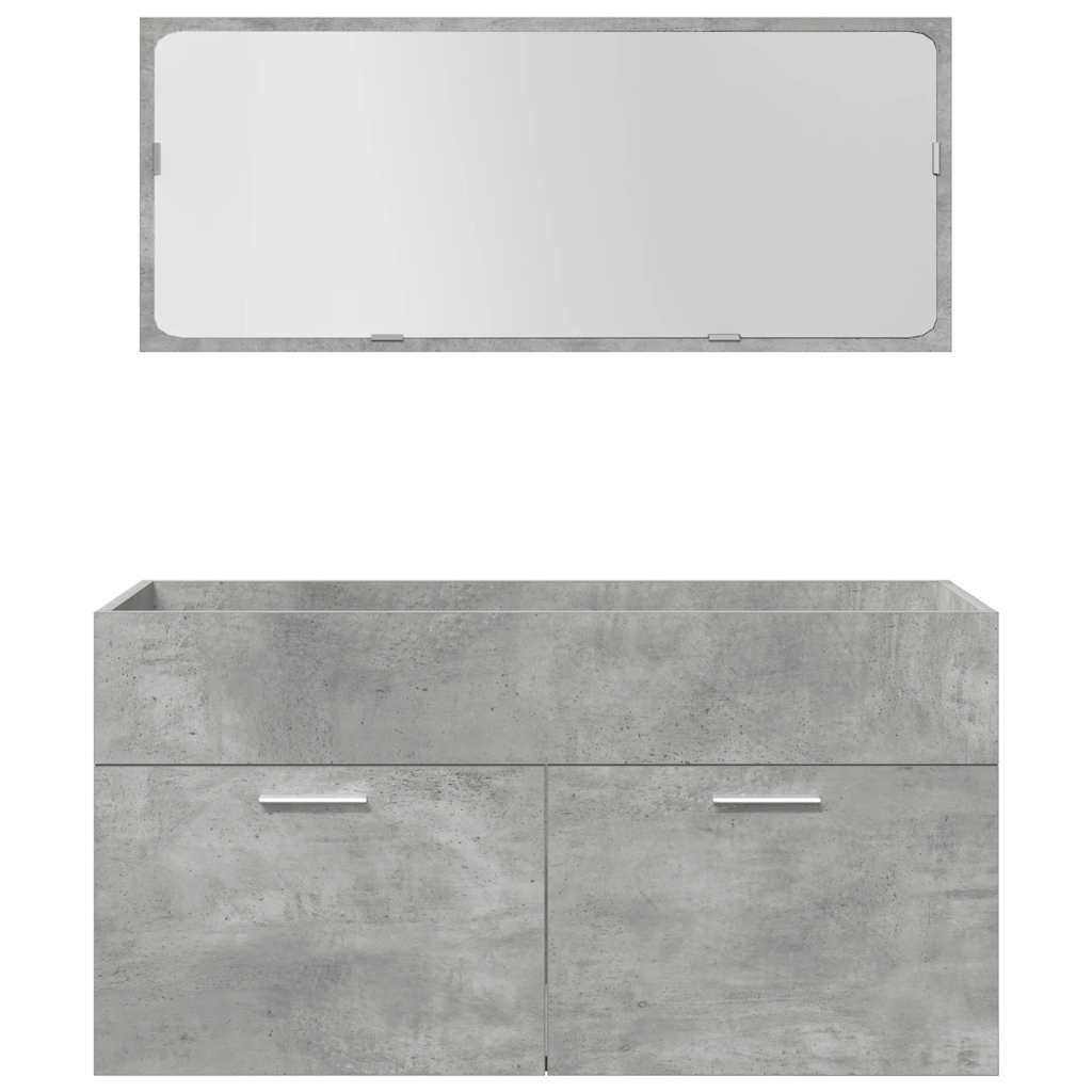 Set Mobili da Bagno 5 pz Grigio Cemento in Legno Multistrato