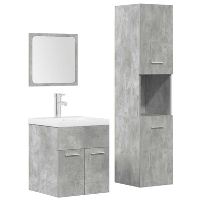 Set Mobili da Bagno 4 pz Grigio Cemento in Legno Multistrato
