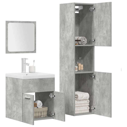 Set Mobili da Bagno 4 pz Grigio Cemento in Legno Multistrato | homemem39
