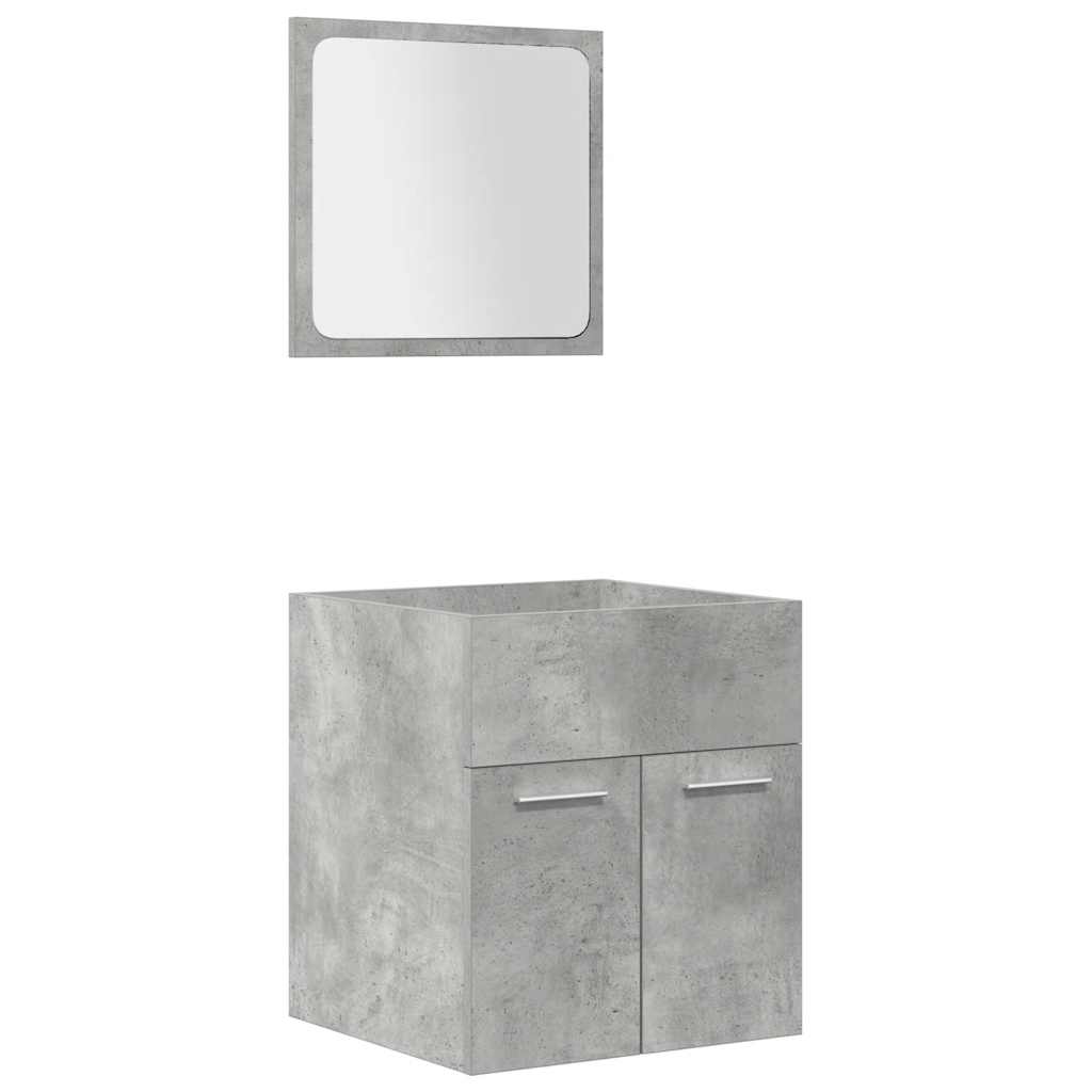 Set Mobili da Bagno 4 pz Grigio Cemento in Legno Multistrato