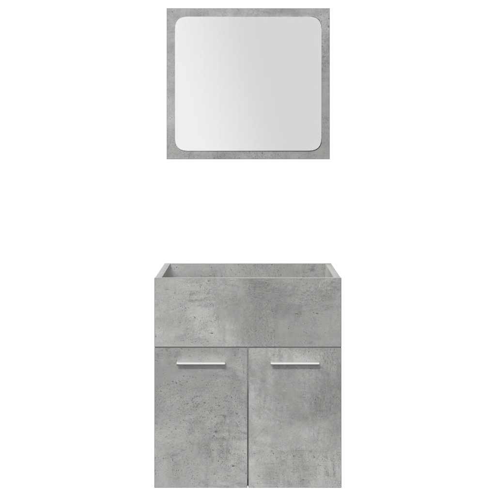 Set Mobili da Bagno 4 pz Grigio Cemento in Legno Multistrato