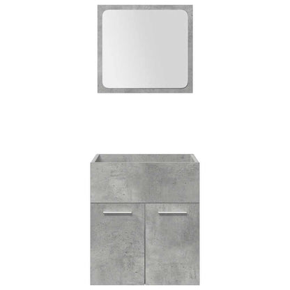 Set Mobili da Bagno 4 pz Grigio Cemento in Legno Multistrato