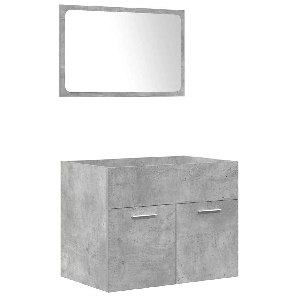 Set Mobili da Bagno 4 pz Grigio Cemento in Legno Multistrato