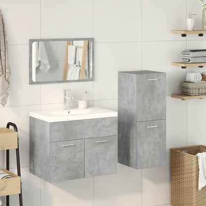 Set Mobili da Bagno 4 pz Grigio Cemento in Legno Multistrato