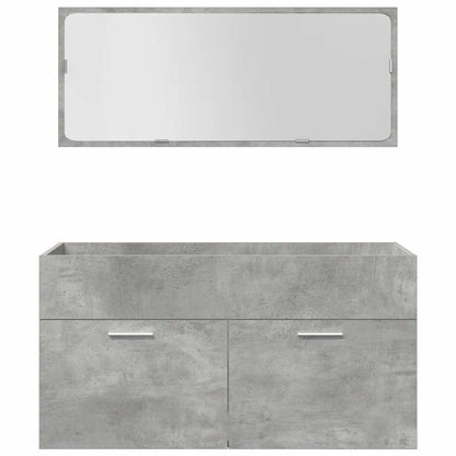 Set Mobili da Bagno 4 pz Grigio Cemento in Legno Multistrato