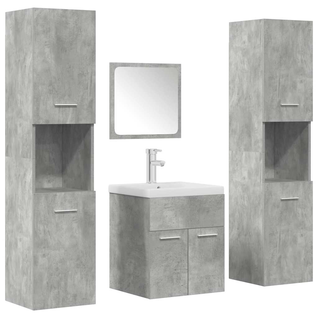 Set Mobili da Bagno 5 pz Grigio Cemento in Legno Multistrato | homemem39