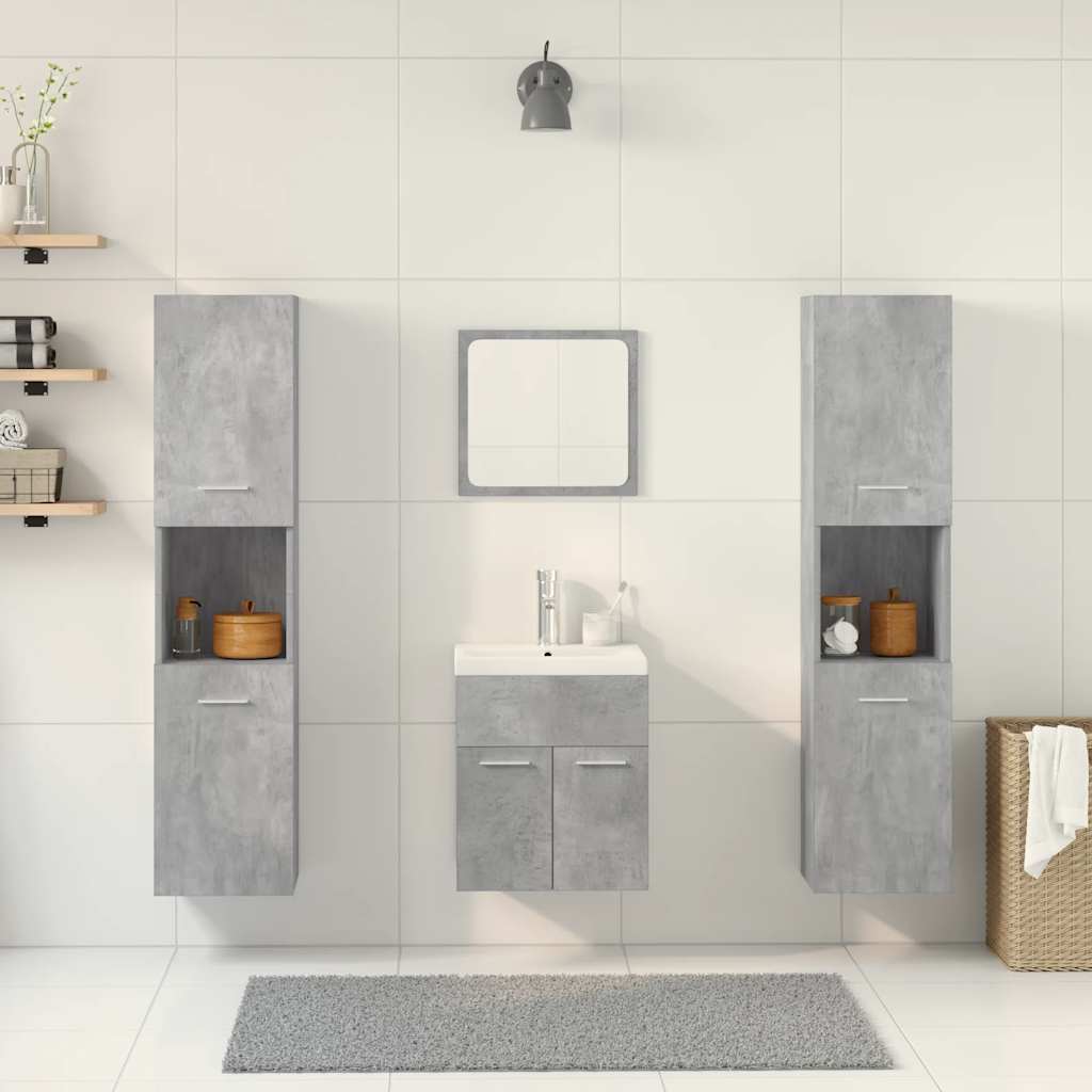 Set Mobili da Bagno 5 pz Grigio Cemento in Legno Multistrato | homemem39