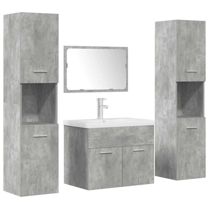 Set Mobili da Bagno 5 pz Grigio Cemento in Legno Multistrato