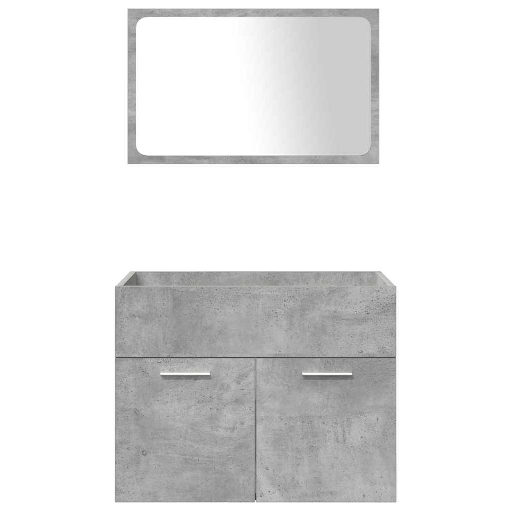 Set Mobili da Bagno 5 pz Grigio Cemento in Legno Multistrato