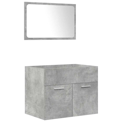 Set Mobili da Bagno 5 pz Grigio Cemento in Legno Multistrato
