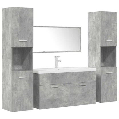 Set Mobili da Bagno 5 pz Grigio Cemento in Legno Multistrato