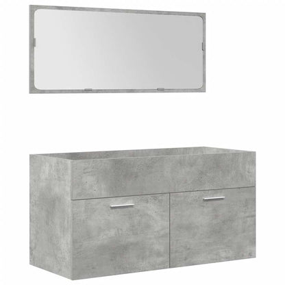 Set Mobili da Bagno 5 pz Grigio Cemento in Legno Multistrato