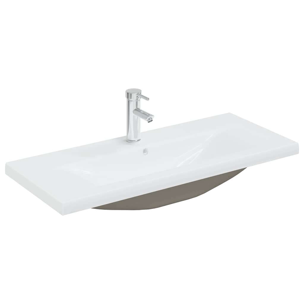 Set Mobili da Bagno 5 pz Grigio Cemento in Legno Multistrato