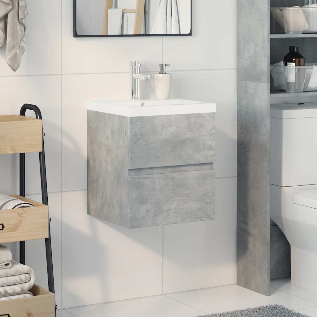 Set Mobili da Bagno 2 pz Grigio Cemento in Legno Multistrato | homemem39