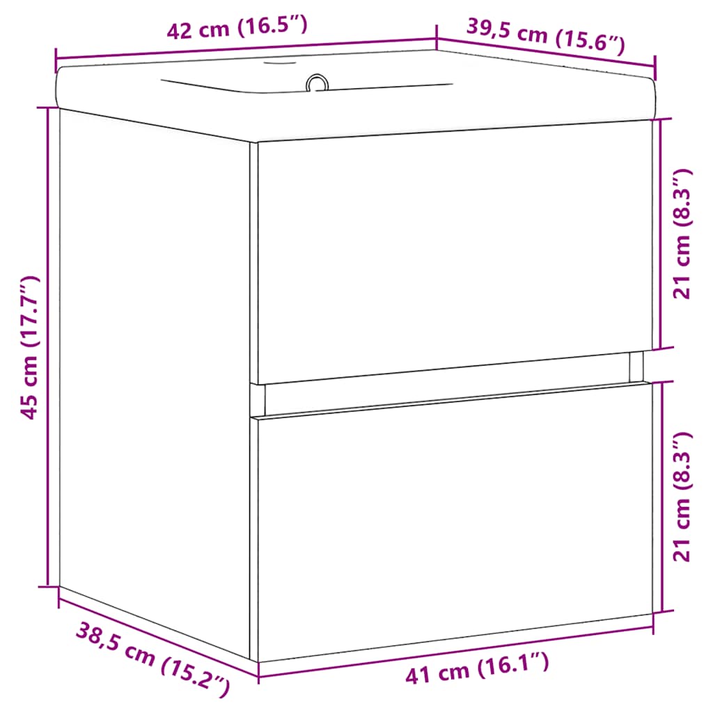Set Mobili da Bagno 2 pz Grigio Cemento in Legno Multistrato | homemem39