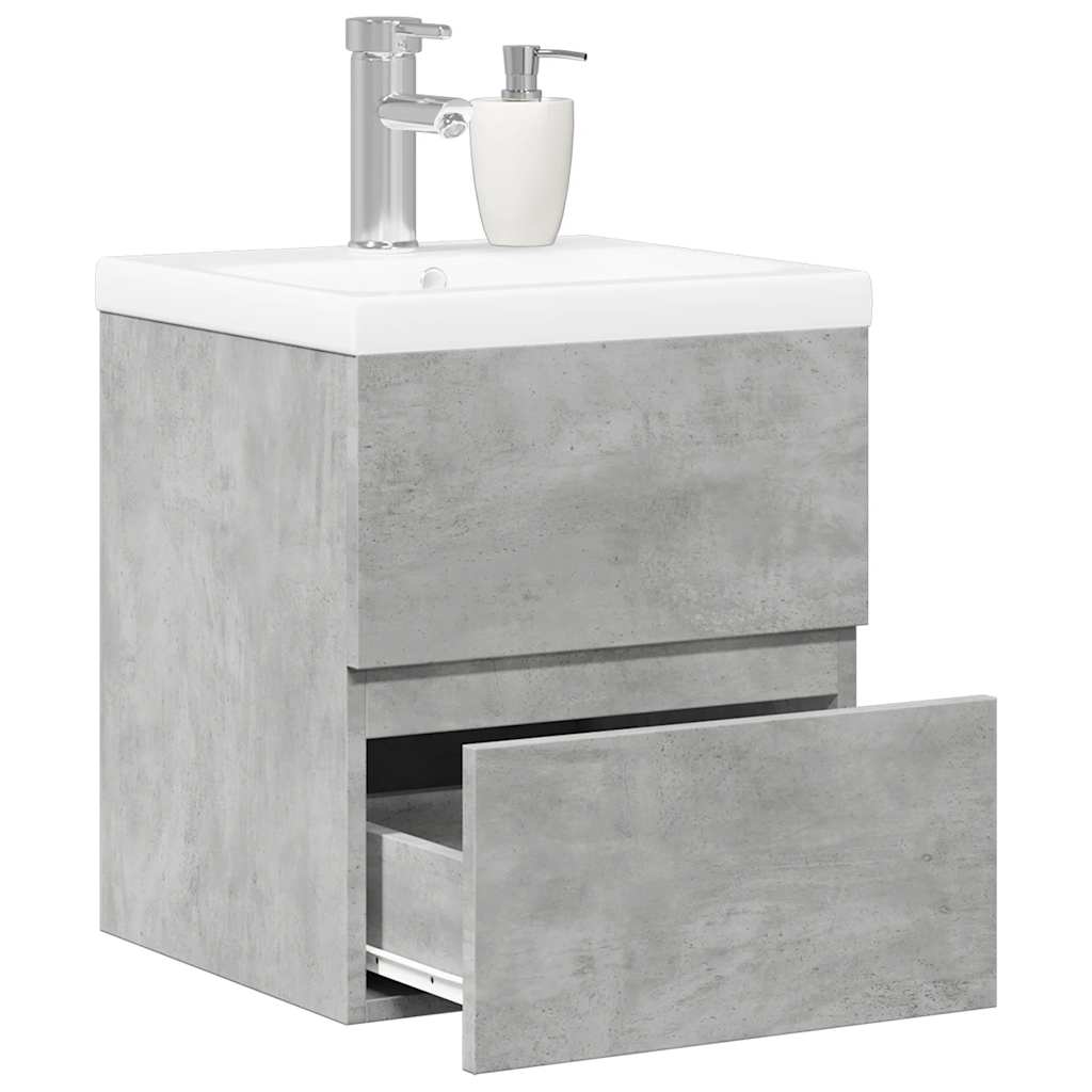 Set Mobili da Bagno 2 pz Grigio Cemento in Legno Multistrato | homemem39