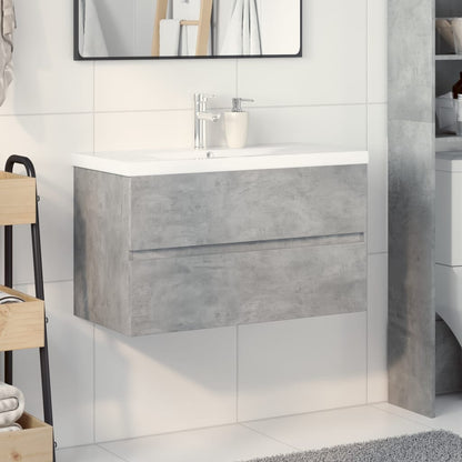 Set Mobili da Bagno 2 pz Grigio Cemento in Legno Multistrato | homemem39
