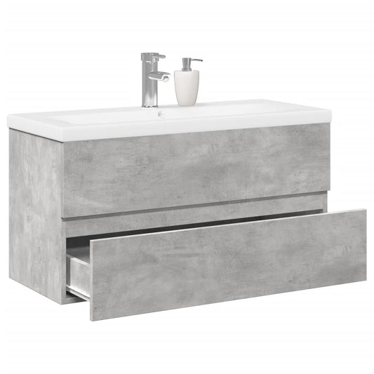 Set Mobili da Bagno 2 pz Grigio Cemento in Legno Multistrato | homemem39