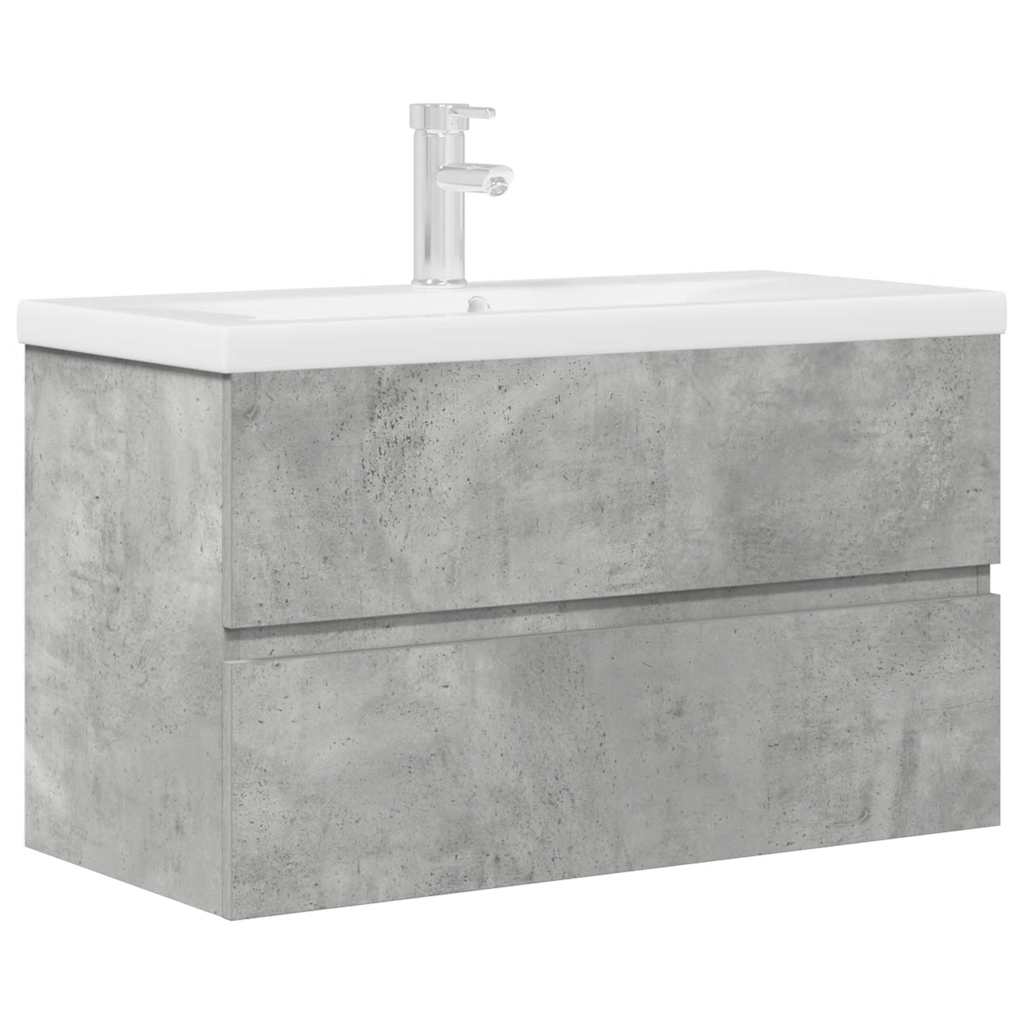 Set Mobili da Bagno 2 pz Grigio Cemento in Legno Multistrato | homemem39