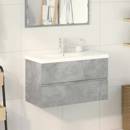 Set Mobili da Bagno 2 pz Grigio Cemento in Legno Multistrato | homemem39