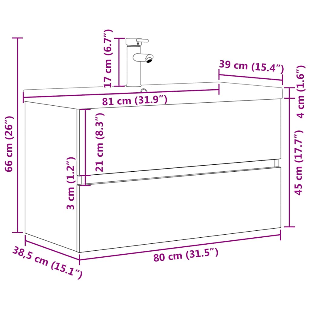 Set Mobili da Bagno 2 pz Grigio Cemento in Legno Multistrato | homemem39