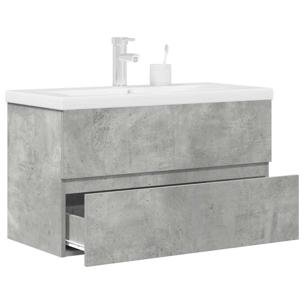 Set Mobili da Bagno 2 pz Grigio Cemento in Legno Multistrato | homemem39
