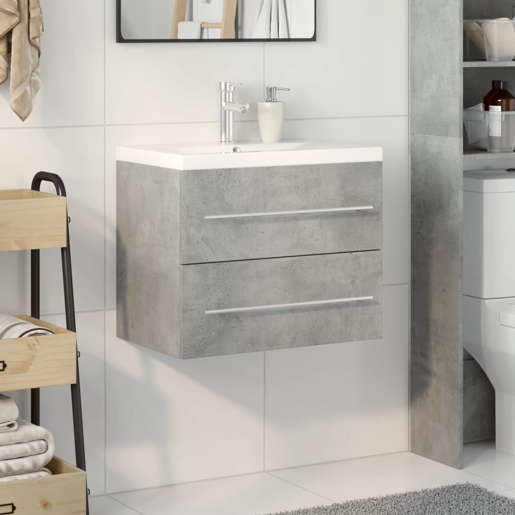 Set Mobili da Bagno 2 pz Grigio Cemento in Legno Multistrato | homemem39