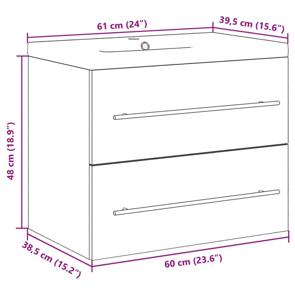Set Mobili da Bagno 2 pz Grigio Cemento in Legno Multistrato | homemem39