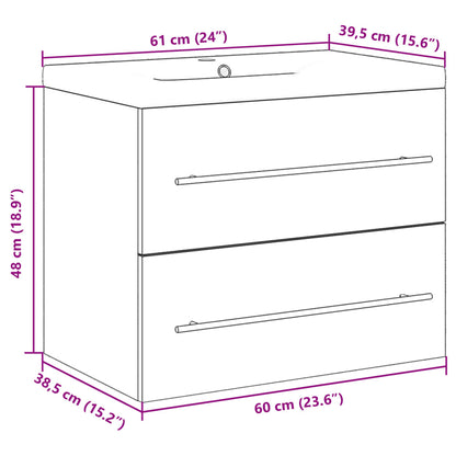 Set Mobili da Bagno 2 pz Grigio Cemento in Legno Multistrato | homemem39