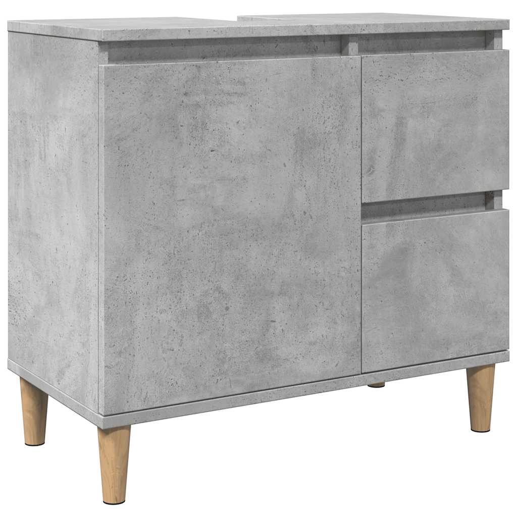 Set Mobili da Bagno 3 pz Grigio Cemento in Legno Multistrato | homemem39
