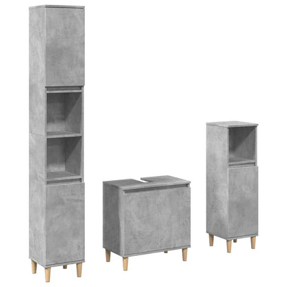 Set Mobili da Bagno 3 pz Grigio Cemento in Legno Multistrato | homemem39