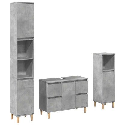 Set Mobili da Bagno 3 pz Grigio Cemento in Legno Multistrato | homemem39