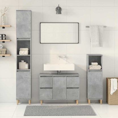 Set Mobili da Bagno 3 pz Grigio Cemento in Legno Multistrato | homemem39