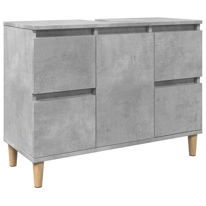 Set Mobili da Bagno 3 pz Grigio Cemento in Legno Multistrato | homemem39