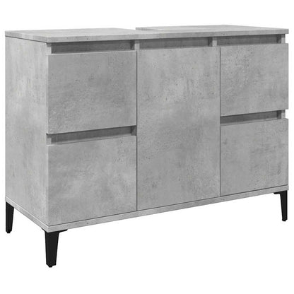 Set Mobili da Bagno 3 pz Grigio Cemento in Legno Multistrato | homemem39