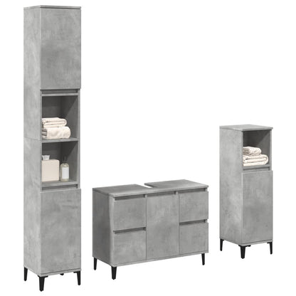 Set Mobili da Bagno 3 pz Grigio Cemento in Legno Multistrato | homemem39