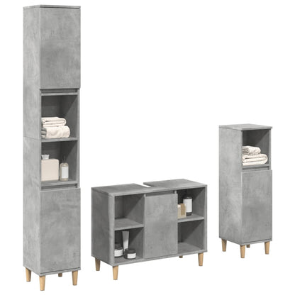 Set Mobili da Bagno 3 pz Grigio Cemento in Legno Multistrato | homemem39