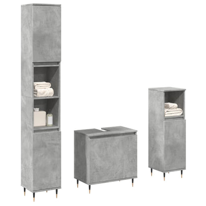 Set Mobili da Bagno 3 pz Grigio Cemento in Legno Multistrato - homemem39