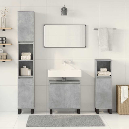 Set Mobili da Bagno 3 pz Grigio Cemento in Legno Multistrato | homemem39
