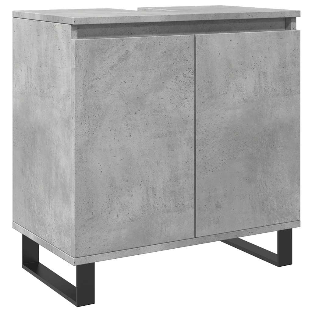 Set Mobili da Bagno 3 pz Grigio Cemento in Legno Multistrato | homemem39