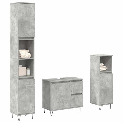 Set Mobili da Bagno 3 pz Grigio Cemento in Legno Multistrato | homemem39