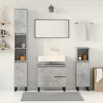 Set Mobili da Bagno 3 pz Grigio Cemento in Legno Multistrato