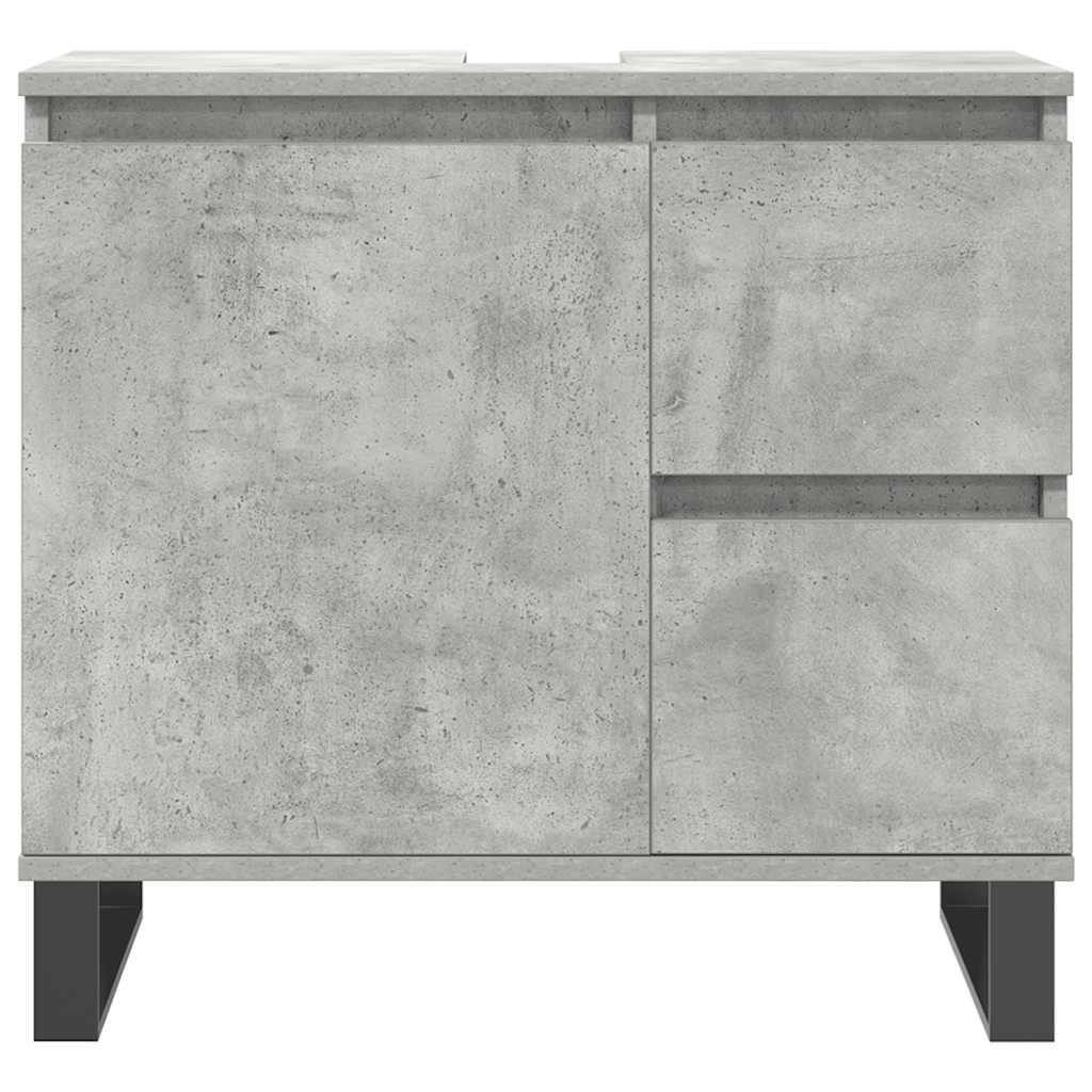 Set Mobili da Bagno 3 pz Grigio Cemento in Legno Multistrato