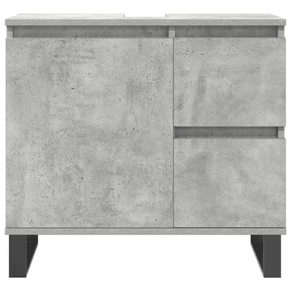 Set Mobili da Bagno 3 pz Grigio Cemento in Legno Multistrato