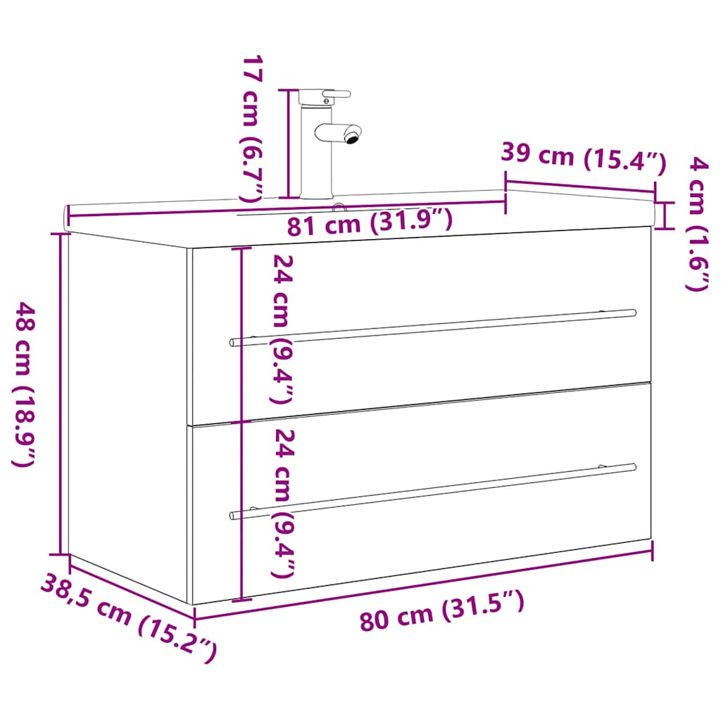 Set Mobili da Bagno 2 pz Grigio Cemento in Legno Multistrato | homemem39