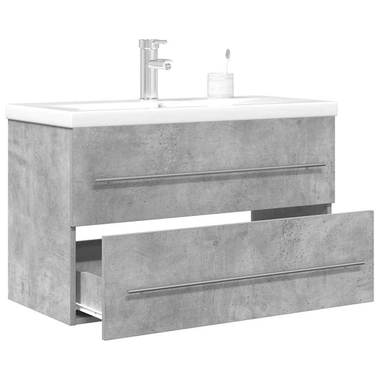 Set Mobili da Bagno 2 pz Grigio Cemento in Legno Multistrato | homemem39