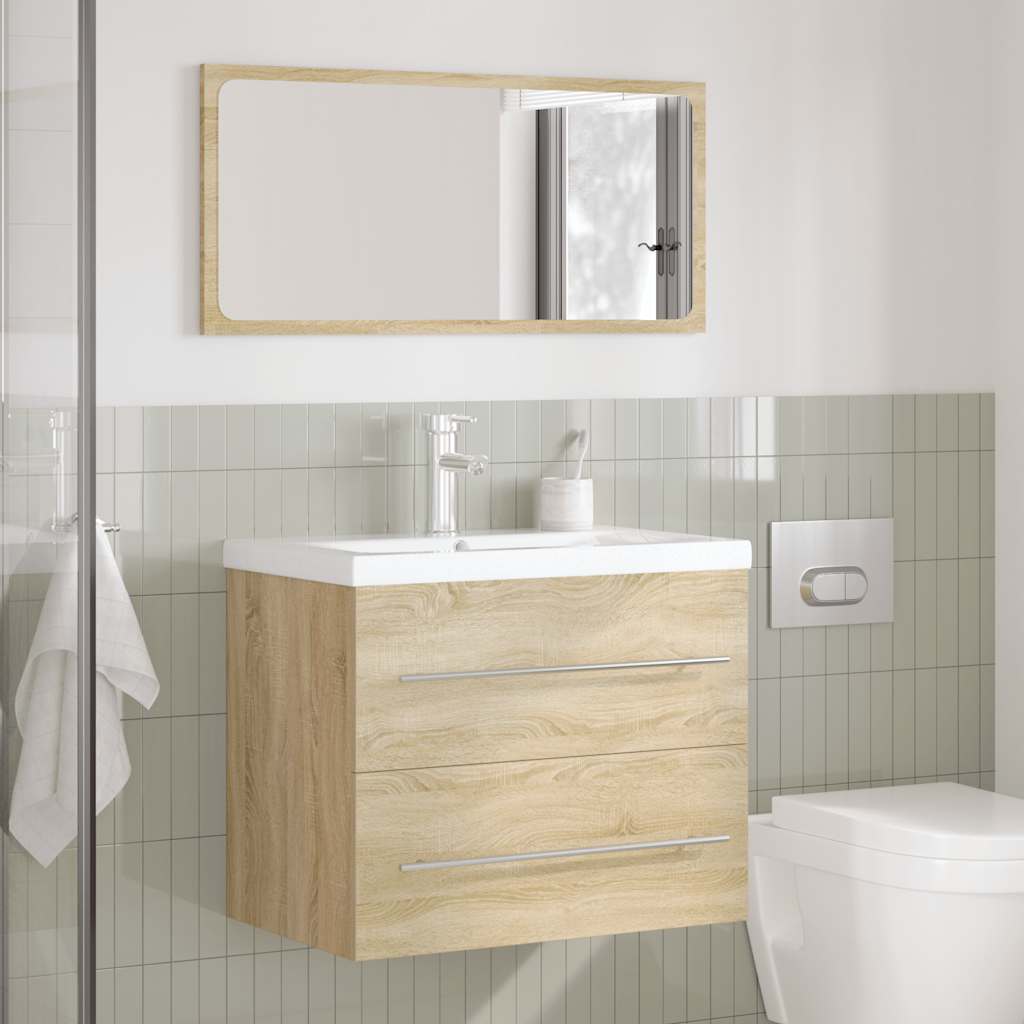 Set Mobili da Bagno 2 pz Rovere Sonoma in Legno Multistrato | homemem39